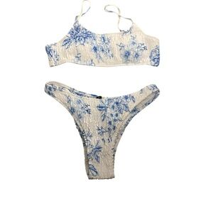 Blue Floral Bikini Set L NWOT